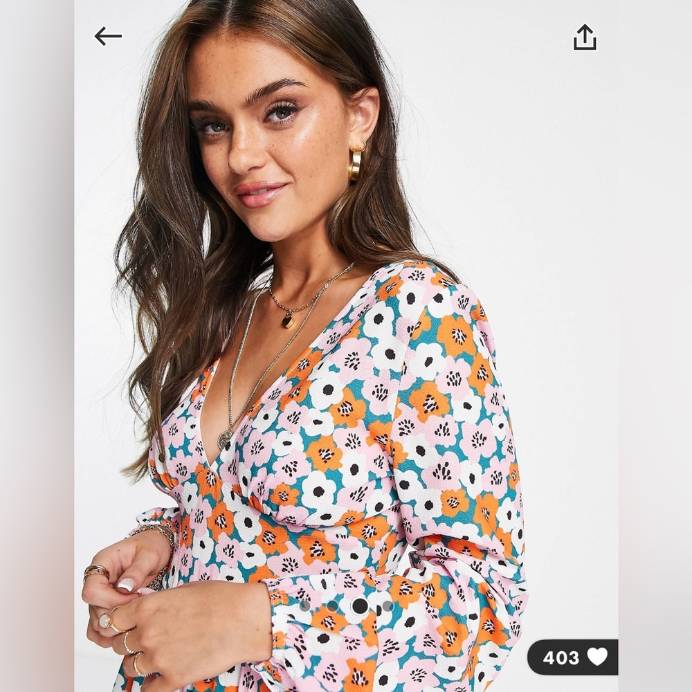 NWT! ASOS FLORAL JUMPSUIT WITH CUT OUT BUTTON BACK!